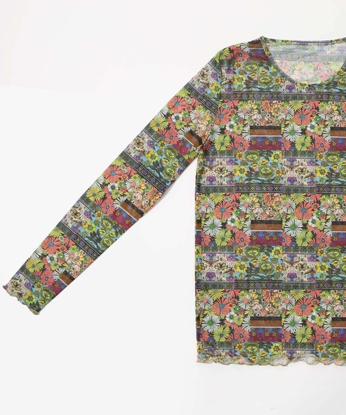 ScoLar(スカラー)の「152611:女の子・ランタン・花柄 3柄展開チュールロンT(Tシャツ/カットソー・レディース・オフホワイト/ブラック/オレンジ・M)」の9枚目の写真