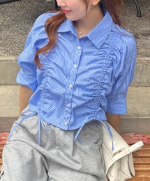 ALAND | 3.3 Field Trip／フロントシャーリング半袖(シャツ/ブラウス)