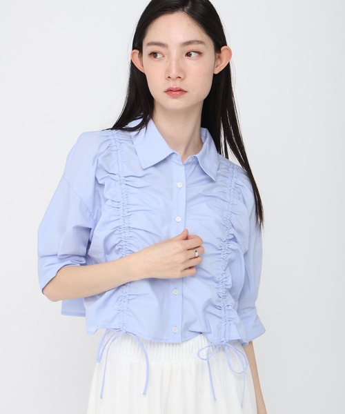 ALAND(エーランド)の「3.3 Field Trip/フロントシャーリング半袖(シャツ/ブラウス・レディース・アクア/ロイヤルブルー/サックスブルー/オフホワイト/ライトイエロー・FREE)」の9枚目の写真
