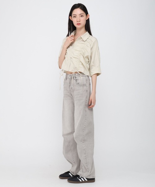 ALAND(エーランド)の「3.3 Field Trip/フロントシャーリング半袖(シャツ/ブラウス・レディース・アクア/ロイヤルブルー/サックスブルー/オフホワイト/ライトイエロー・FREE)」の14枚目の写真