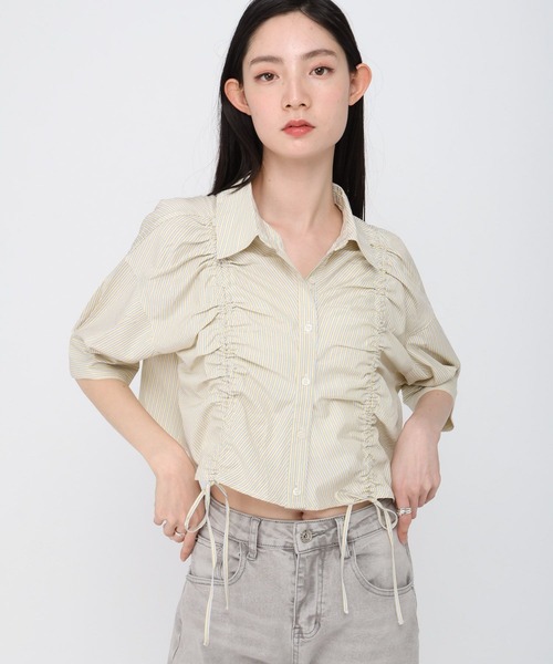 ALAND(エーランド)の「3.3 Field Trip/フロントシャーリング半袖(シャツ/ブラウス・レディース・アクア/ロイヤルブルー/サックスブルー/オフホワイト/ライトイエロー・FREE)」の16枚目の写真