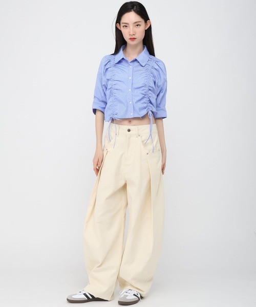 ALAND(エーランド)の「3.3 Field Trip/フロントシャーリング半袖(シャツ/ブラウス・レディース・アクア/ロイヤルブルー/サックスブルー/オフホワイト/ライトイエロー・FREE)」の19枚目の写真