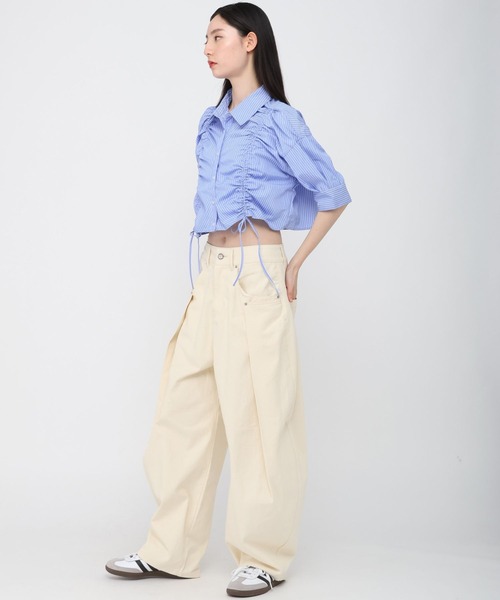 ALAND(エーランド)の「3.3 Field Trip/フロントシャーリング半袖(シャツ/ブラウス・レディース・アクア/ロイヤルブルー/サックスブルー/オフホワイト/ライトイエロー・FREE)」の20枚目の写真