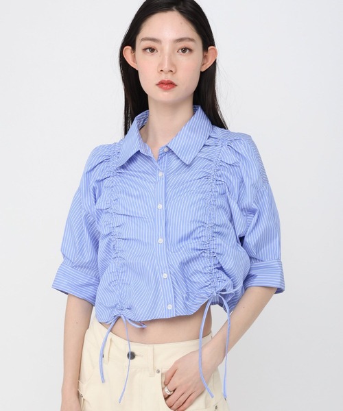 ALAND(エーランド)の「3.3 Field Trip/フロントシャーリング半袖(シャツ/ブラウス・レディース・アクア/ロイヤルブルー/サックスブルー/オフホワイト/ライトイエロー・FREE)」の22枚目の写真