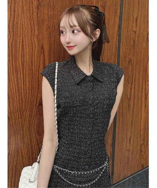 チェーンベルトツイードミニワンピース（ワンピース）｜Darich