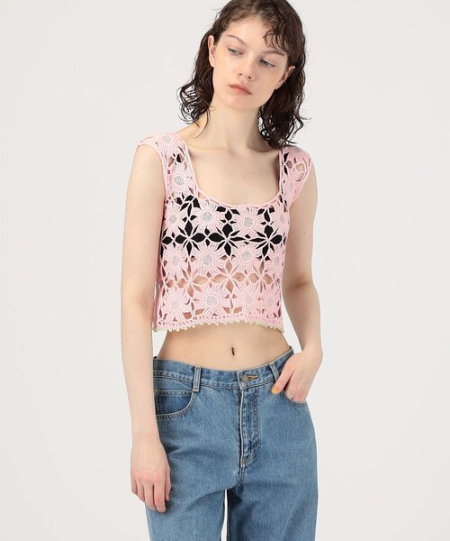 TOMORROWLAND (トゥモローランド)の「MOZHDEH MATIN FLOWER LACE TOP(ベスト・レディース・ライトピンク・S)」の3枚目の写真