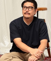 B&T CLUB（ビーティークラブ）の「B＆T CLUB (ビーアンドティークラブ) ランダムジャガード フェイクレイヤード Vネック 半袖 Tシャツ（Tシャツ/カットソー）」