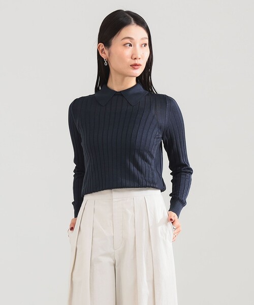 タグ付き新品✨SLOANE ニット　セーター　クルーネック　長袖　紺　ロゴ刺繍 タグ付き新品✨SLOANE ニット セーター クルーネック 長袖 紺