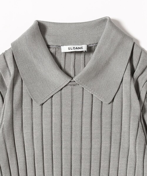 美品 スローン カシミヤ混ニット 厚手 クルーネック 黒 サイズ4 XL 別注】SLOANE / シルク 襟付き プルオーバー（ニット/セーター