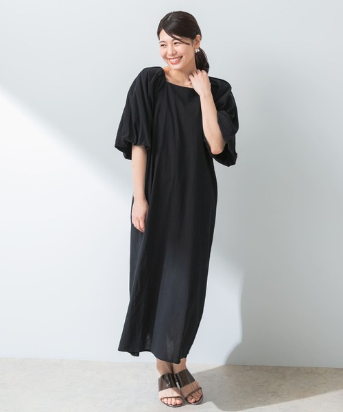 【美品】yori パフスリーブコットンワンピース　36 ブラック yori 2way パフスリーブ コットン ワンピース グレー ヨリ 2022