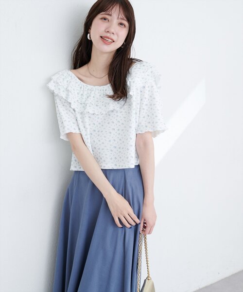 natural couture（ナチュラルクチュール）の「【WEB限定】ワッフルフリルTOPS（シャツ/ブラウス・レディース・チャコールグレー/ライトベージュ/その他1/その他2・FREE）」の7枚目の写真