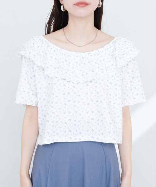 natural couture（ナチュラルクチュール）の「【WEB限定】ワッフルフリルTOPS（シャツ/ブラウス・レディース・チャコールグレー/ライトベージュ/その他1/その他2・FREE）」の9枚目の写真