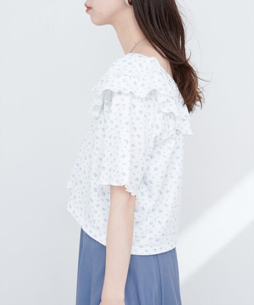 natural couture（ナチュラルクチュール）の「【WEB限定】ワッフルフリルTOPS（シャツ/ブラウス・レディース・チャコールグレー/ライトベージュ/その他1/その他2・FREE）」の10枚目の写真