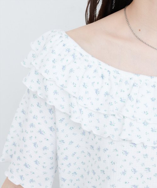 natural couture（ナチュラルクチュール）の「【WEB限定】ワッフルフリルTOPS（シャツ/ブラウス・レディース・チャコールグレー/ライトベージュ/その他1/その他2・FREE）」の13枚目の写真