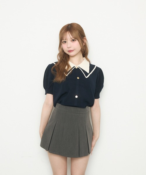 ANDREA＆Co完売品　半袖ニットトップス バイカラー襟ニット半袖（ニット/セーター）｜TITTY&CO.（ティ