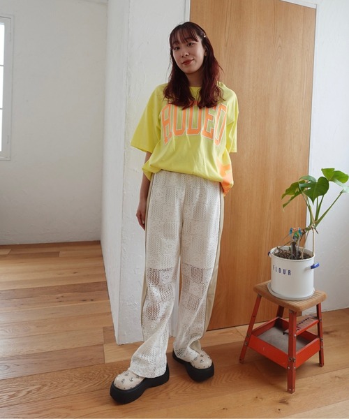 RODEO CROWNS WIDE BOWL（ロデオクラウンズワイドボウル）の「サイドラインレースパンツ（その他パンツ・レディース・ブラック/ホワイト・FREE）」の18枚目の写真