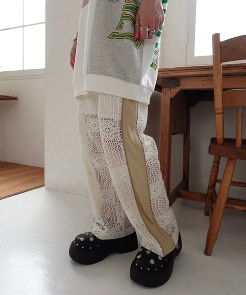 RODEO CROWNS WIDE BOWL（ロデオクラウンズワイドボウル）の「サイドラインレースパンツ（その他パンツ・レディース・ブラック/ホワイト・FREE）」の22枚目の写真