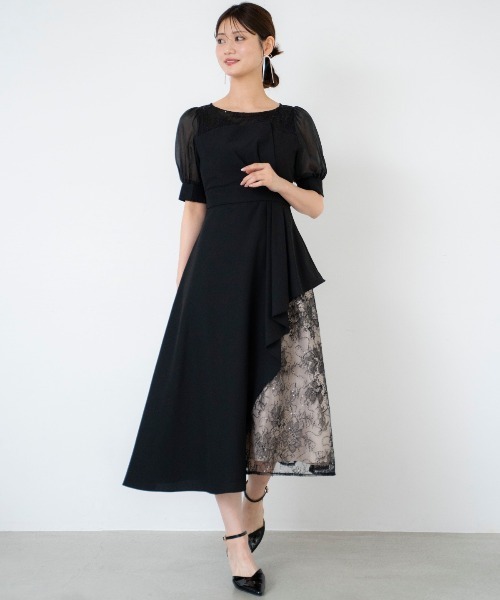 ★Coast ラッフルアシンメトリックフレア 魅惑的ドレス★ アシメラッフルレースドレス(ドレス)|AND COUTURE(アンド