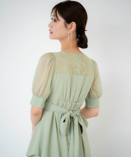 【新品タグ付】アンドクチュール　アシメラッフルレースドレス　ロングワンピース アシメラッフルレースドレス（ドレス）｜AND COUTURE（アンド