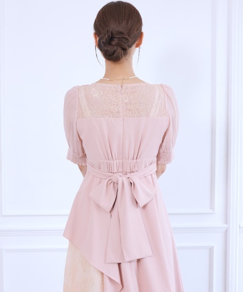 【新品タグ付】アンドクチュール　アシメラッフルレースドレス　ロングワンピース アンドクチュール AND COUTURE アシメラッフルレースドレス