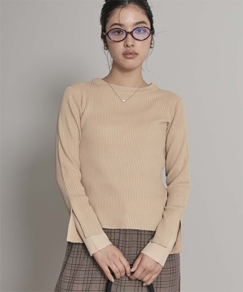 miette(ミエット)の「スリットデザインリブニット(ニット/セーター・レディース・ライトブルー/ライトイエロー/ベージュ/チャコール/ボルドー・FREE)」の14枚目の写真