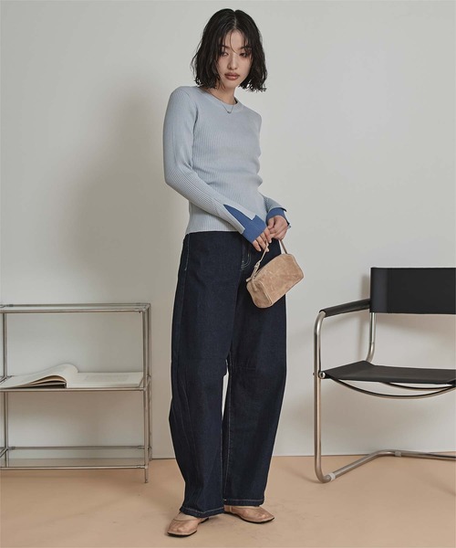 miette(ミエット)の「スリットデザインリブニット(ニット/セーター・レディース・ライトブルー/ライトイエロー/ベージュ/チャコール/ボルドー・FREE)」の22枚目の写真