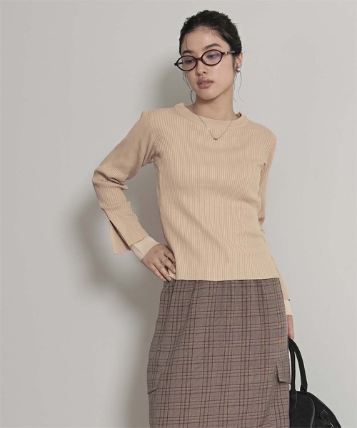 miette(ミエット)の「スリットデザインリブニット(ニット/セーター・レディース・ライトブルー/ライトイエロー/ベージュ/チャコール/ボルドー・FREE)」の17枚目の写真