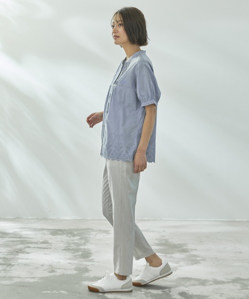 Arnold Palmer(アーノルドパーマー)の「インド綿 裾スカラップ刺繍 ブラウス(シャツ/ブラウス・レディース・チャコールグレー/サックスブルー/ホワイト・S/M/L)」の14枚目の写真