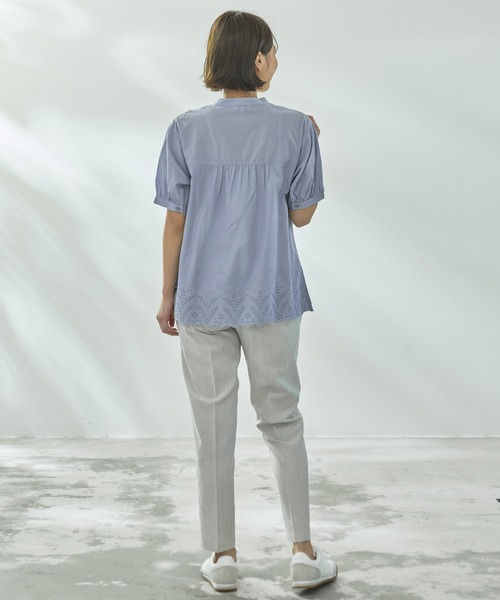 Arnold Palmer(アーノルドパーマー)の「インド綿 裾スカラップ刺繍 ブラウス(シャツ/ブラウス・レディース・チャコールグレー/サックスブルー/ホワイト・S/M/L)」の15枚目の写真