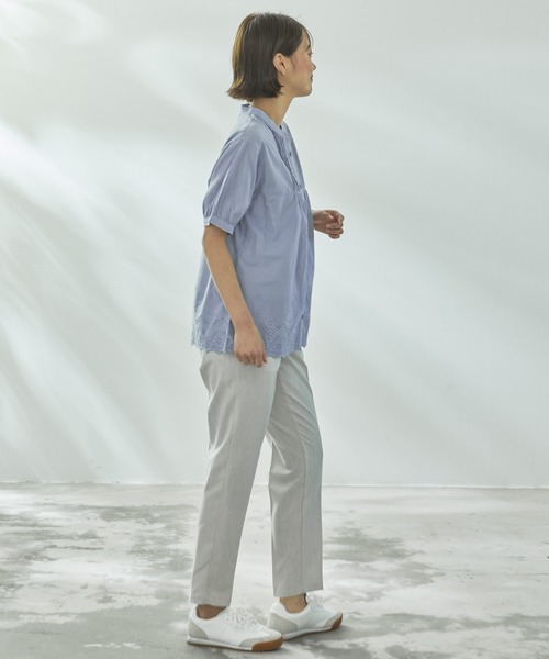 Arnold Palmer(アーノルドパーマー)の「インド綿 裾スカラップ刺繍 ブラウス(シャツ/ブラウス・レディース・チャコールグレー/サックスブルー/ホワイト・S/M/L)」の12枚目の写真