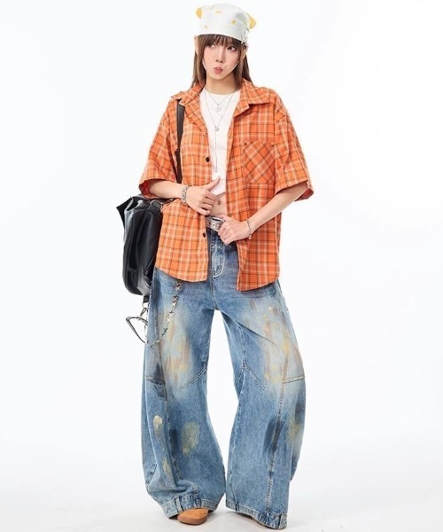 FreeZone(フリーゾーン)の「ビビッドチェックオーバーシャツ(シャツ/ブラウス・メンズ・オレンジ・F)」の22枚目の写真
