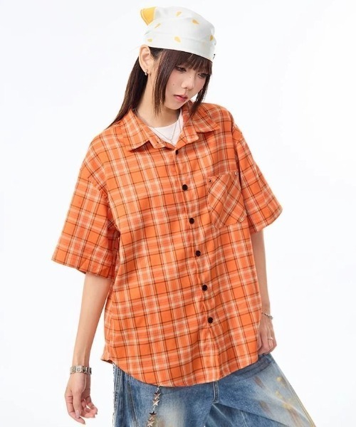 FreeZone(フリーゾーン)の「ビビッドチェックオーバーシャツ(シャツ/ブラウス・メンズ・オレンジ・F)」の3枚目の写真