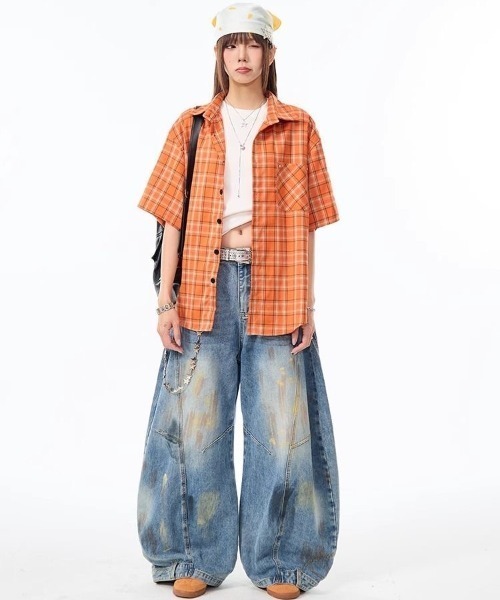 FreeZone(フリーゾーン)の「ビビッドチェックオーバーシャツ(シャツ/ブラウス・メンズ・オレンジ・F)」の7枚目の写真