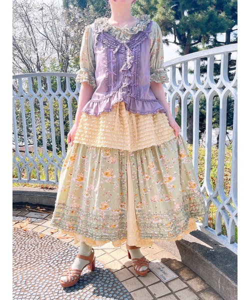 ピンクハウス　フラワーゼリー　ワンピース　ブラック フラワーゼリープリントミディワンピース｜ピンクハウス