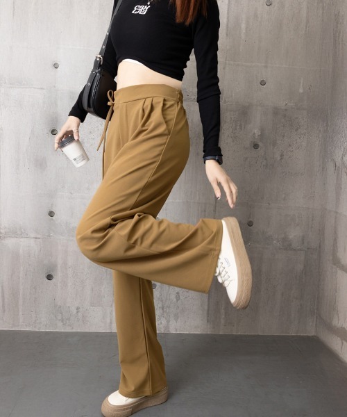Miniministore（ミニミニストア）の「ストレートパンツ リボンスラックス 美脚（スラックス・レディース・キャメル/ブラック/アイボリー・L/XL/M/S）」の16枚目の写真