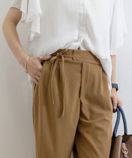 Miniministore（ミニミニストア）の「ストレートパンツ リボンスラックス 美脚（スラックス・レディース・キャメル/ブラック/アイボリー・L/XL/M/S）」の21枚目の写真