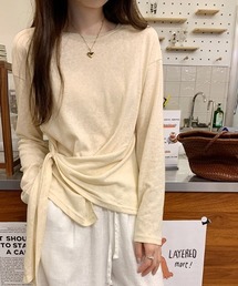 ウエストリボン アシンメトリー トップス