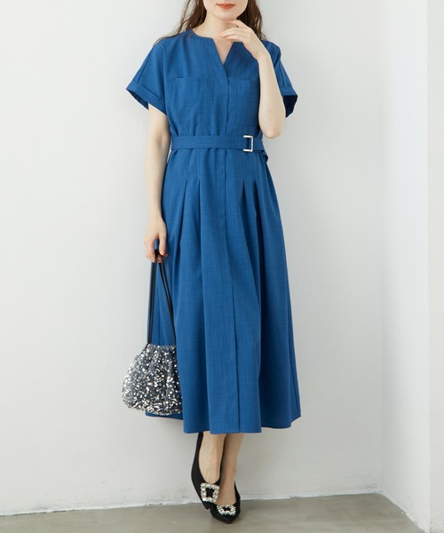 12Twelve Agenda（トゥエルブ　アジェンダ）の「両ポケウエストタックブッチャーワンピース（ワンピース・レディース・ミント/ネイビー/ブルーグリーン・M）」の13枚目の写真