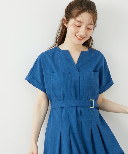 12Twelve Agenda（トゥエルブ　アジェンダ）の「両ポケウエストタックブッチャーワンピース（ワンピース・レディース・ミント/ネイビー/ブルーグリーン・M）」の16枚目の写真