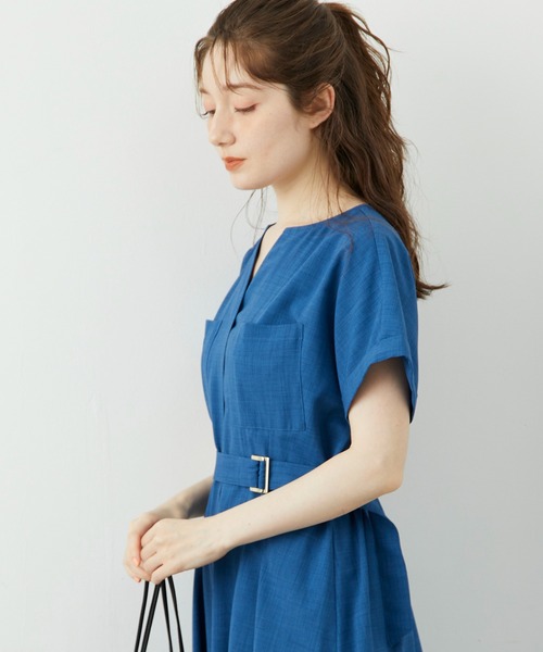 12Twelve Agenda（トゥエルブ　アジェンダ）の「両ポケウエストタックブッチャーワンピース（ワンピース・レディース・ミント/ネイビー/ブルーグリーン・M）」の17枚目の写真