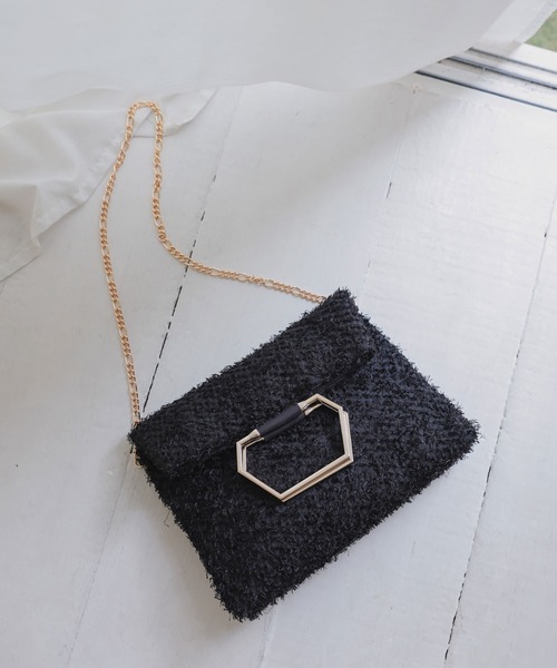 Dorry Doll（ドリードール）の「メタルバングルシャギーバッグ（ショルダーバッグ・レディース・ブラック/ベージュ・FREE）」の7枚目の写真