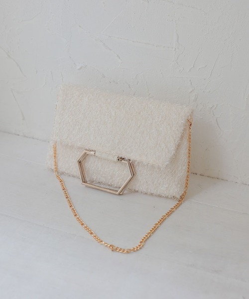 Dorry Doll（ドリードール）の「メタルバングルシャギーバッグ（ショルダーバッグ・レディース・ブラック/ベージュ・FREE）」の14枚目の写真