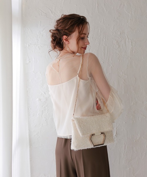 Dorry Doll（ドリードール）の「メタルバングルシャギーバッグ（ショルダーバッグ・レディース・ブラック/ベージュ・FREE）」の11枚目の写真