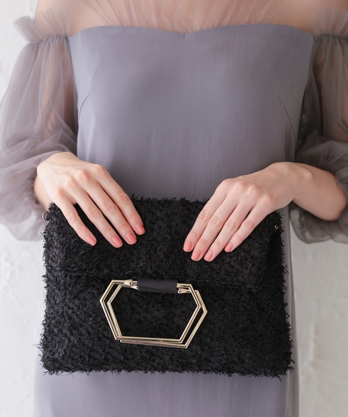 Dorry Doll（ドリードール）の「メタルバングルシャギーバッグ（ショルダーバッグ・レディース・ブラック/ベージュ・FREE）」の6枚目の写真