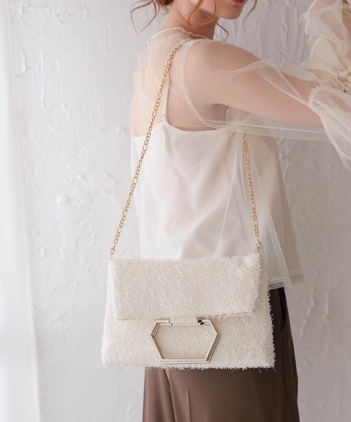 Dorry Doll（ドリードール）の「メタルバングルシャギーバッグ（ショルダーバッグ・レディース・ブラック/ベージュ・FREE）」の13枚目の写真