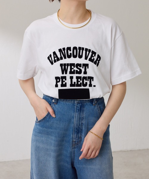 COLLAGE GALLARDAGALANTE（コラージュガリャルダガランテ）の「【OT】VANCOUVERフロッキーロゴ半袖T（Tシャツ/カットソー・レディース・オフホワイト/スカイブルー・FREE）」の2枚目の写真