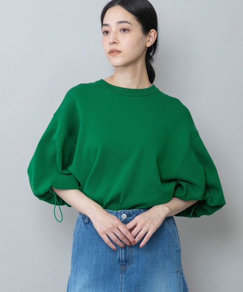 Munich（ミューニック）の「コットンニットパフスリーブトップス（ニット/セーター・レディース・ブラック/グレー/イエロー/グリーン・FREE）」の8枚目の写真