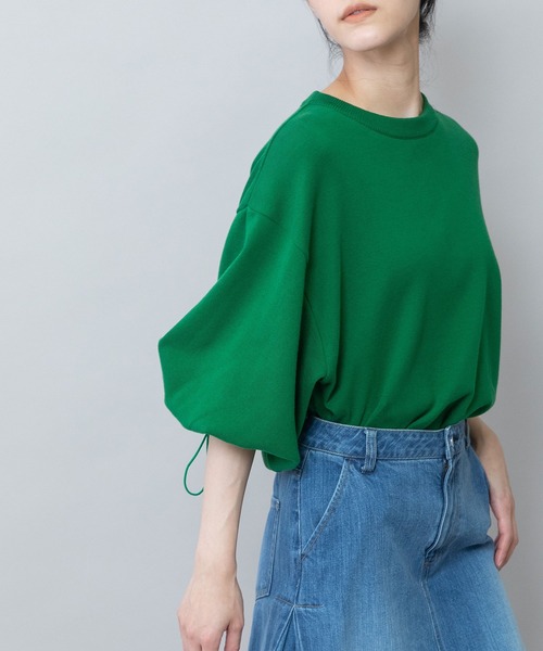 Munich（ミューニック）の「コットンニットパフスリーブトップス（ニット/セーター・レディース・ブラック/グレー/イエロー/グリーン・FREE）」の7枚目の写真