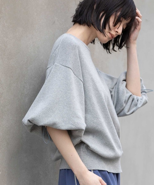 Munich（ミューニック）の「コットンニットパフスリーブトップス（ニット/セーター・レディース・ブラック/グレー/イエロー/グリーン・FREE）」の13枚目の写真