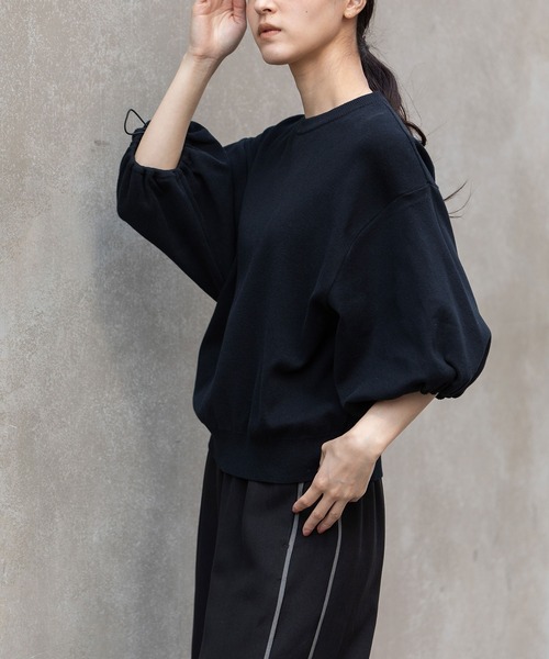 Munich（ミューニック）の「コットンニットパフスリーブトップス（ニット/セーター・レディース・ブラック/グレー/イエロー/グリーン・FREE）」の19枚目の写真